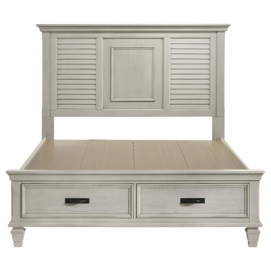 Franco Wood Queen Storage Panel Bed Distressed White-zoom-4