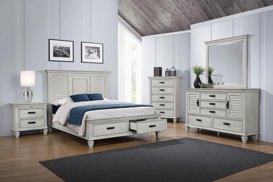Franco Wood Queen Storage Panel Bed Distressed White-zoom-9