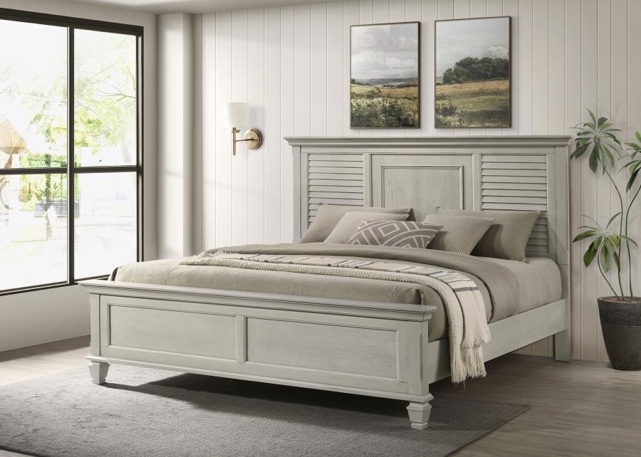 Franco Wood Eastern King Panel Bed Distressed White-zoom-2