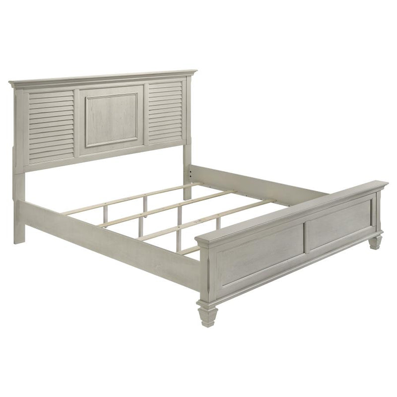 Franco Wood Eastern King Panel Bed Distressed White-zoom-