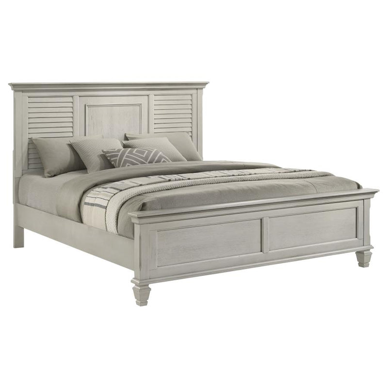 Franco Wood Eastern King Panel Bed Distressed White-zoom-
