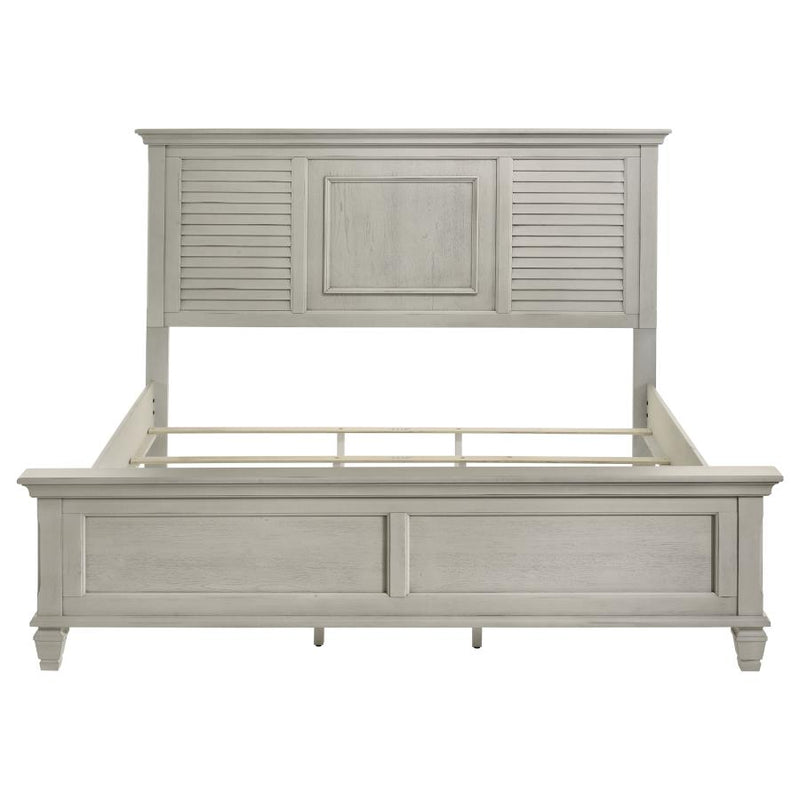Franco Wood Eastern King Panel Bed Distressed White-zoom-