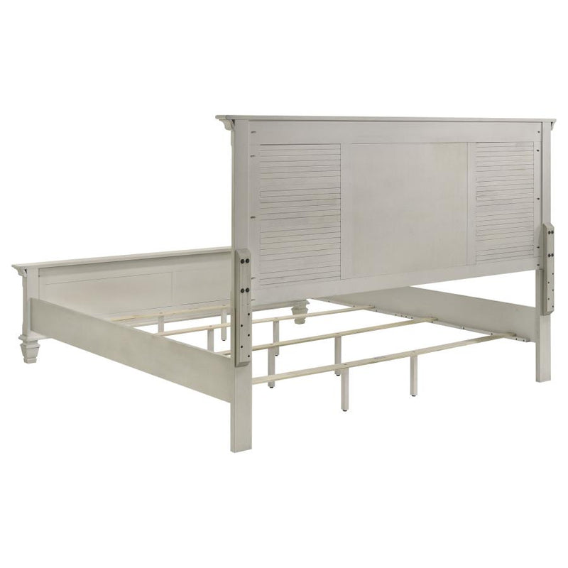 Franco Wood Eastern King Panel Bed Distressed White-zoom-