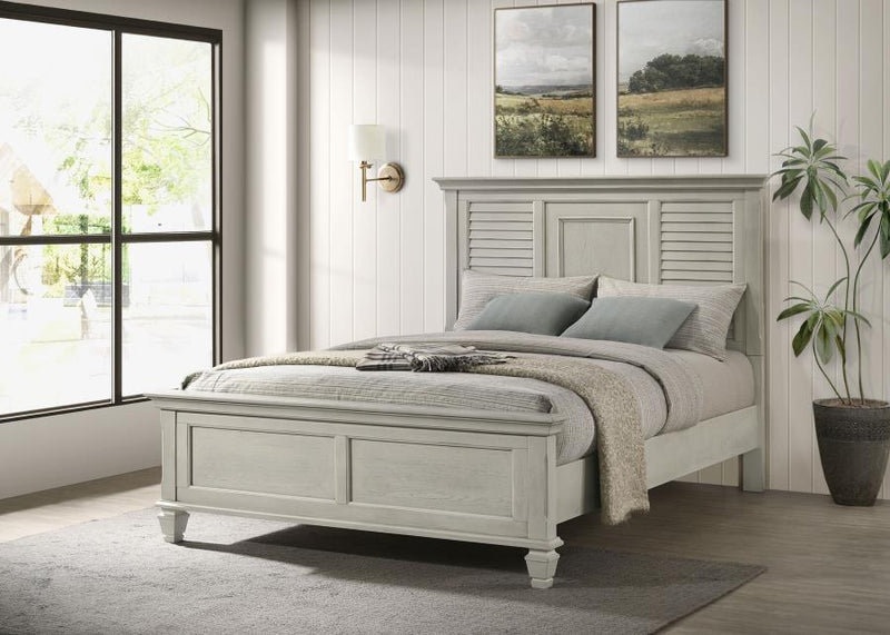 Franco Wood Queen Panel Bed Distressed White-zoom-