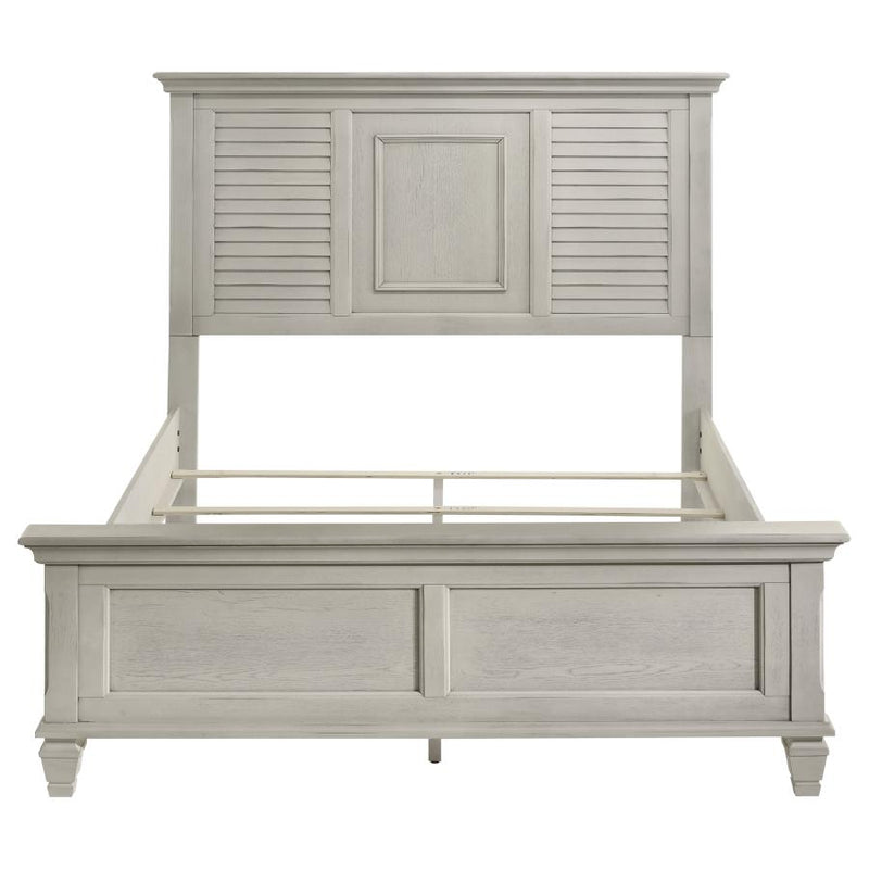 Franco Wood Queen Panel Bed Distressed White-zoom-