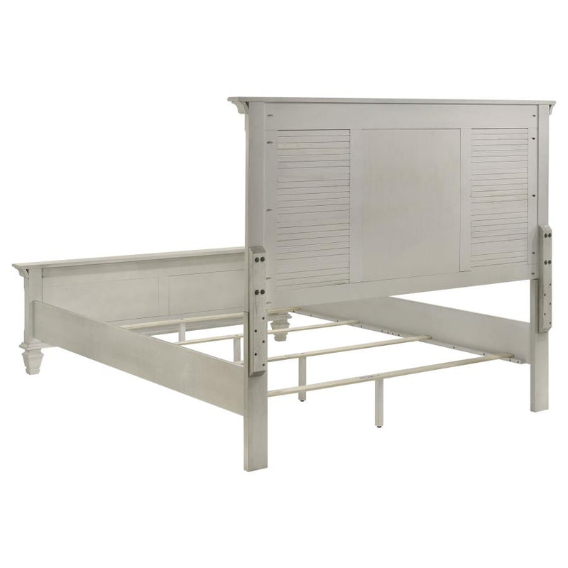 Franco Wood Queen Panel Bed Distressed White-zoom-