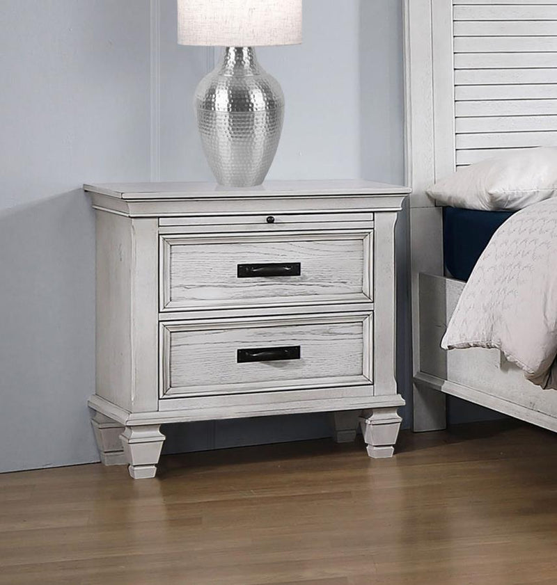 Franco 2-drawer Nightstand Distressed White-zoom-