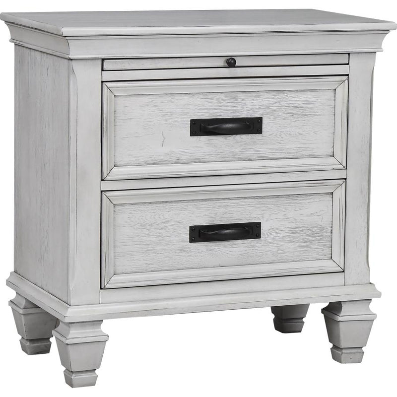 Franco 2-drawer Nightstand Distressed White-zoom-