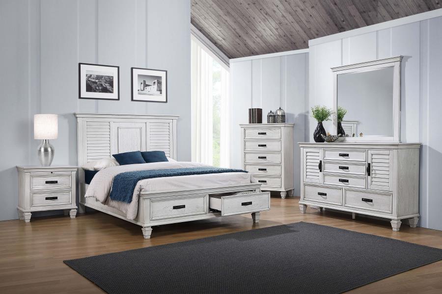 Franco 2-drawer Nightstand Distressed White-zoom-4