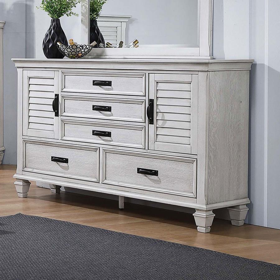 Franco 5-drawer Dresser Distressed White-zoom-2