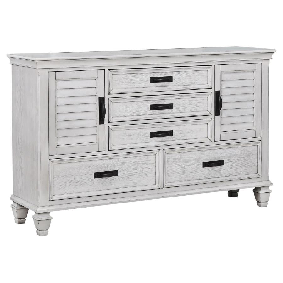 Franco 5-drawer Dresser Distressed White-1