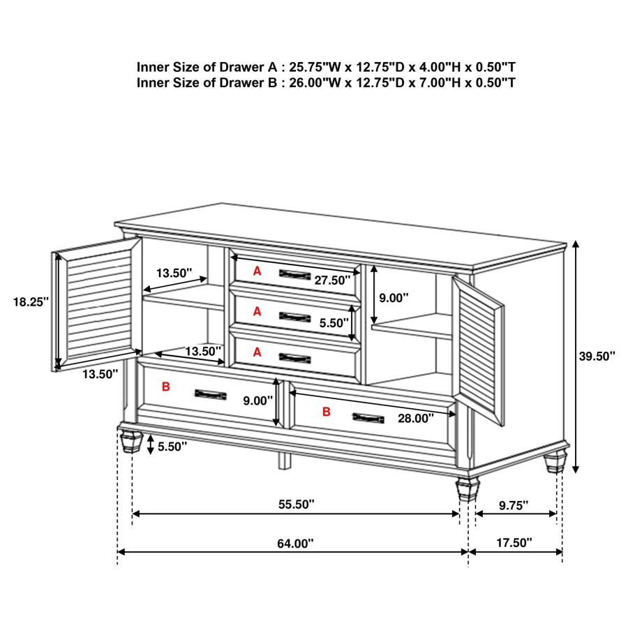 Franco 5-drawer Dresser Distressed White-zoom-3