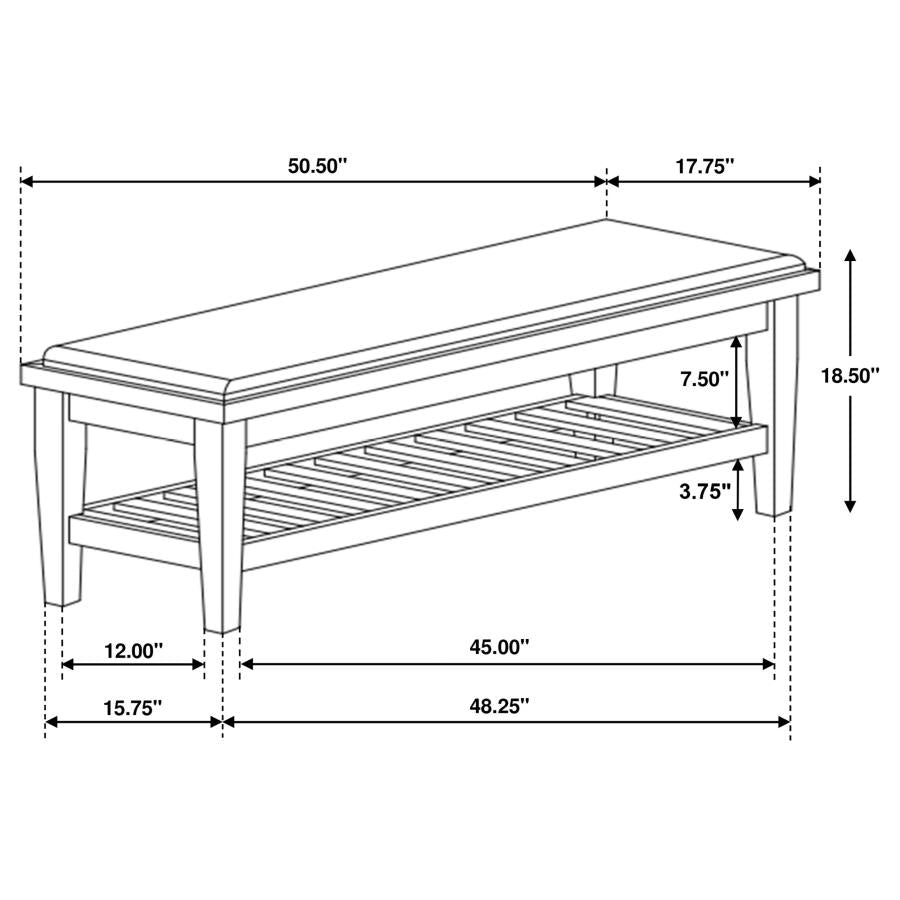 Franco Fabric Upholstered Bench with Shelf Distressed White-3