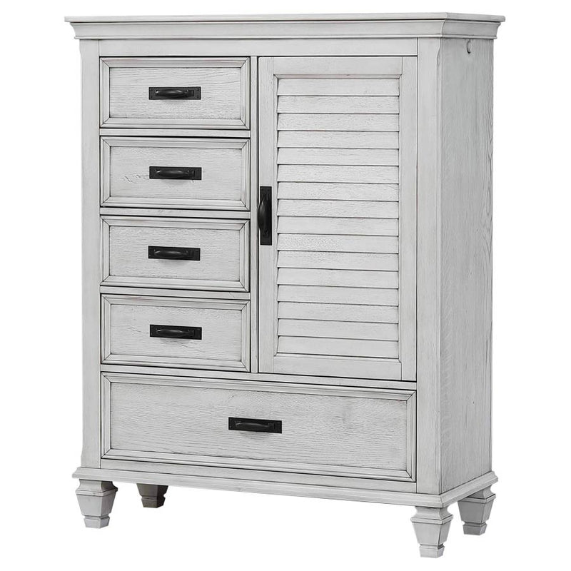 Franco 5-drawer Door Chest Distressed White-zoom-