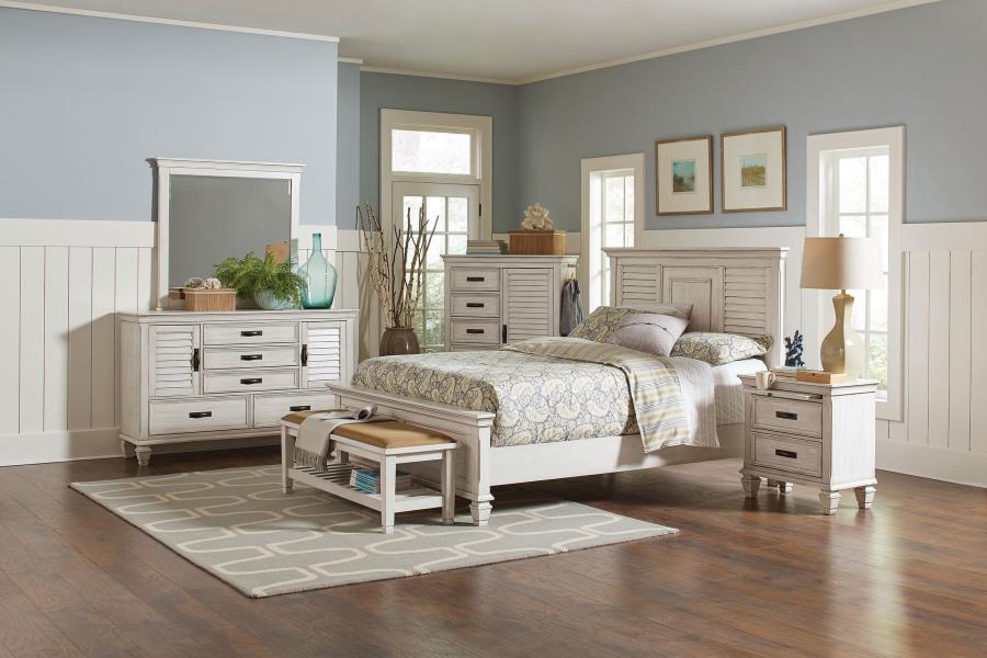 Franco 5-drawer Door Chest Distressed White-zoom-4