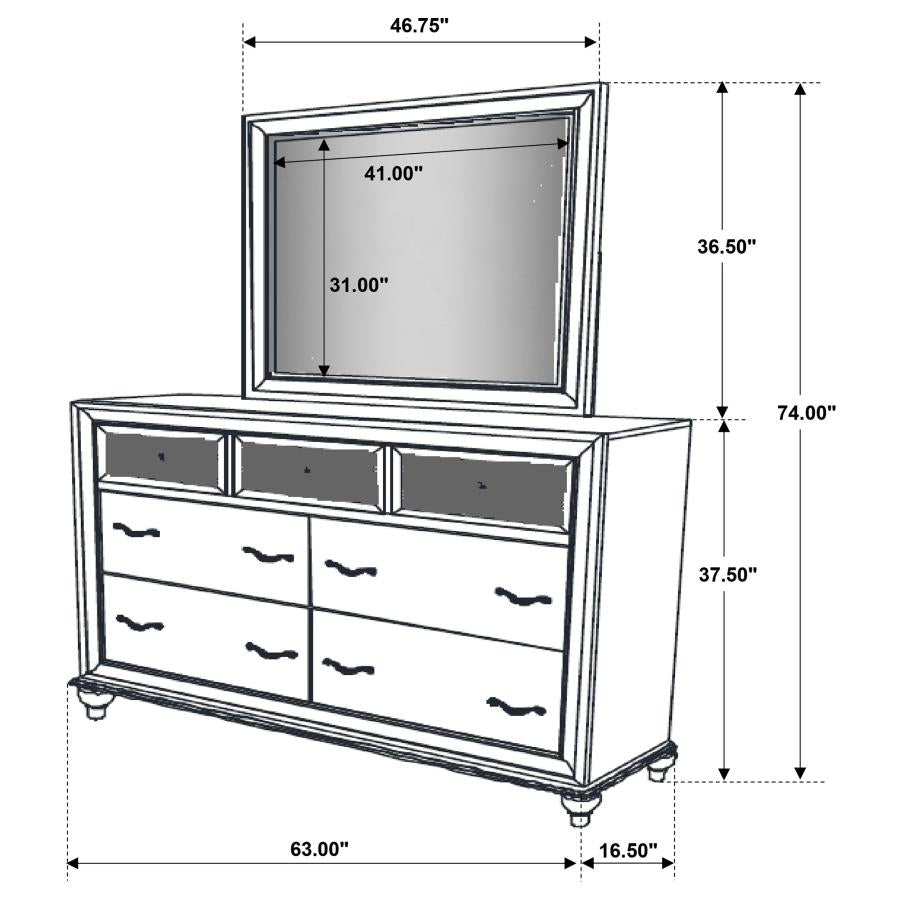 Barzini 7-drawer Dresser with Mirror White-zoom-11
