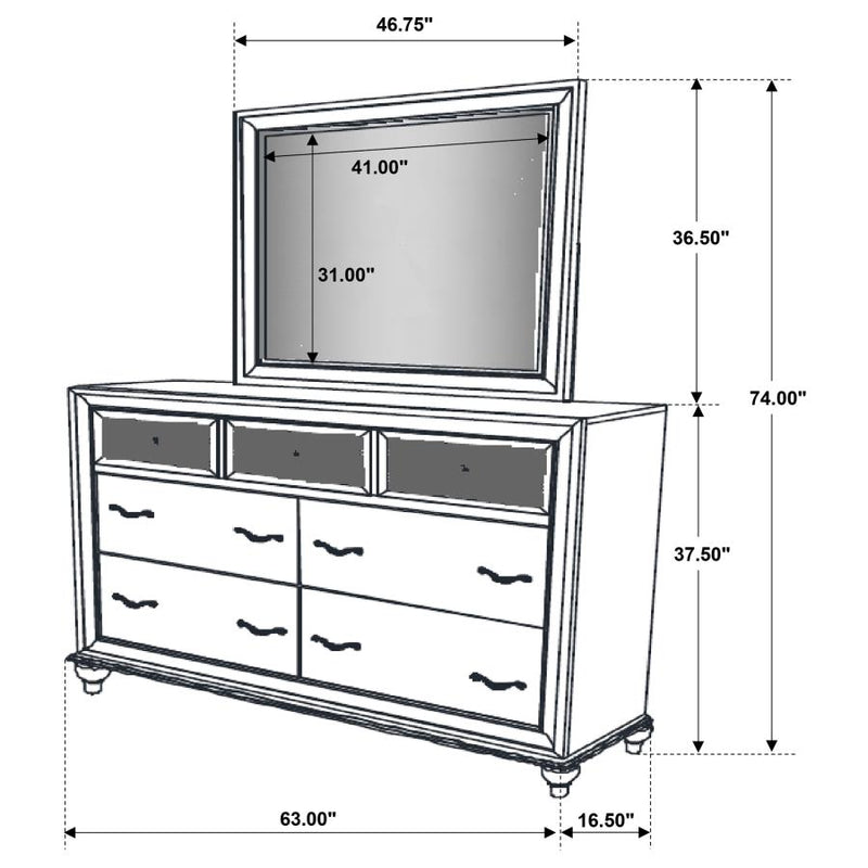 Barzini 7-drawer Dresser with Mirror White-zoom-