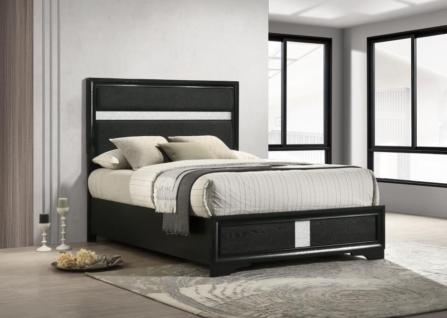 Miranda 54-inch Upholstered Full Panel Bed Black-zoom-2