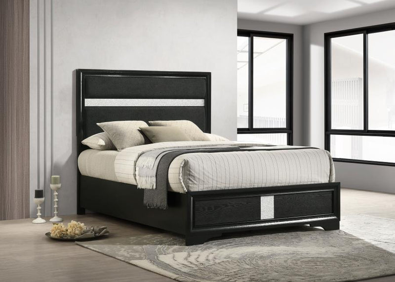 Miranda 54-inch Upholstered Full Panel Bed Black-zoom-