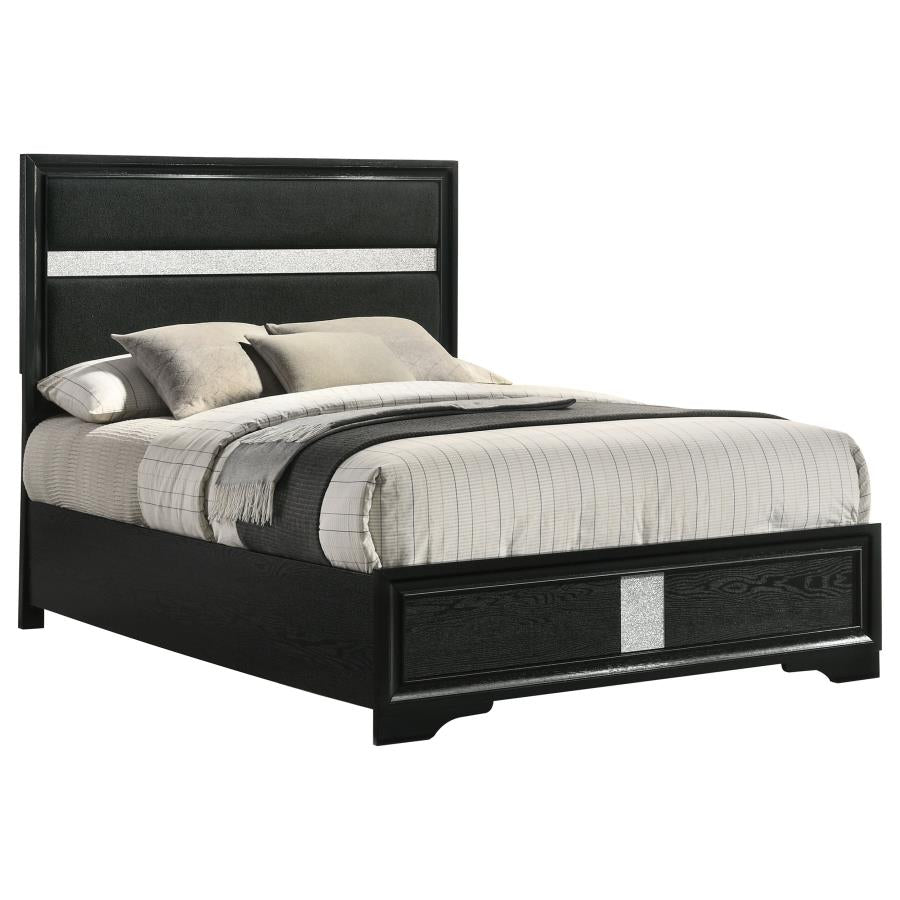 Miranda 54-inch Upholstered Full Panel Bed Black-zoom-3