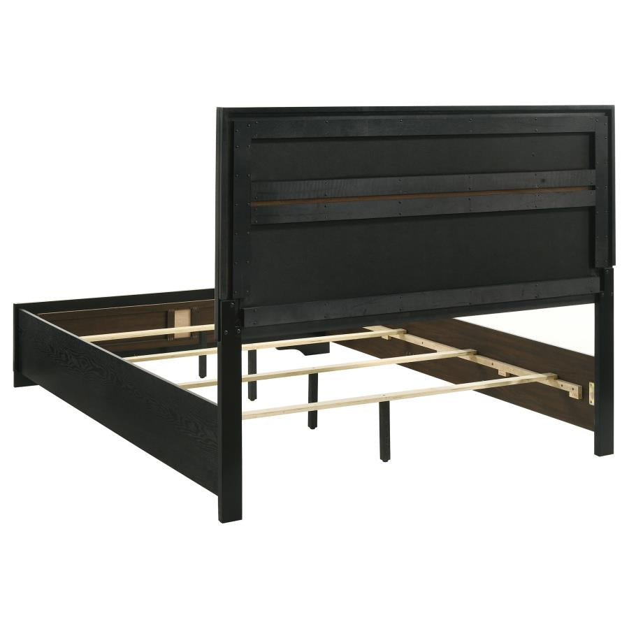 Miranda 54-inch Upholstered California King Panel Bed Black-4