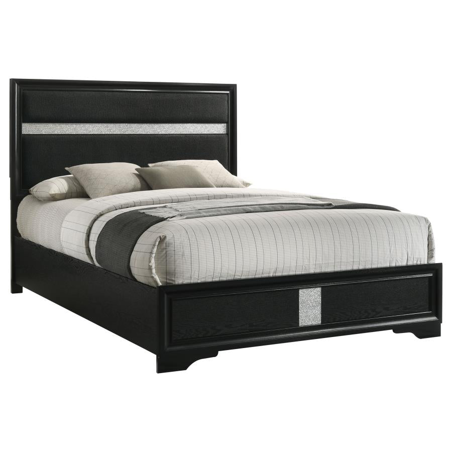 Miranda 54-inch Upholstered Queen Panel Bed Black-zoom-3