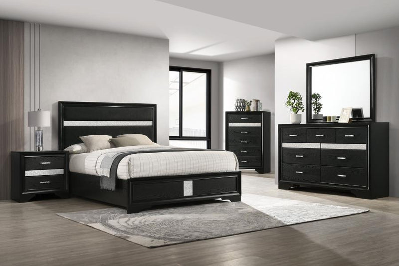 Miranda 54-inch Upholstered Queen Panel Bed Black-zoom-