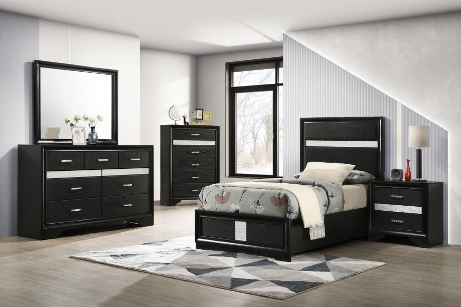 Miranda 54-inch Upholstered Twin Panel Bed Black-10