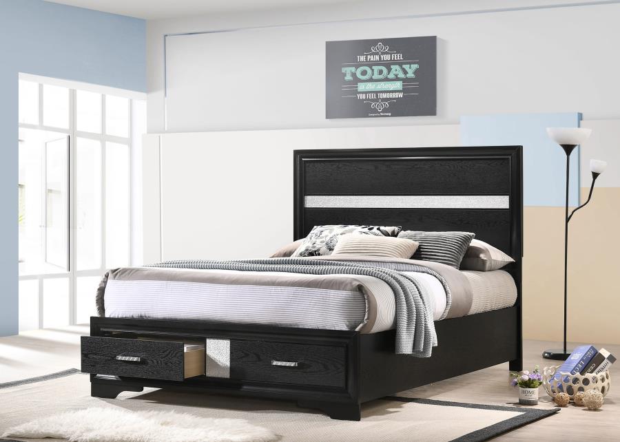 Miranda 51-inch Wood Full Storage Panel Bed Black-zoom-2