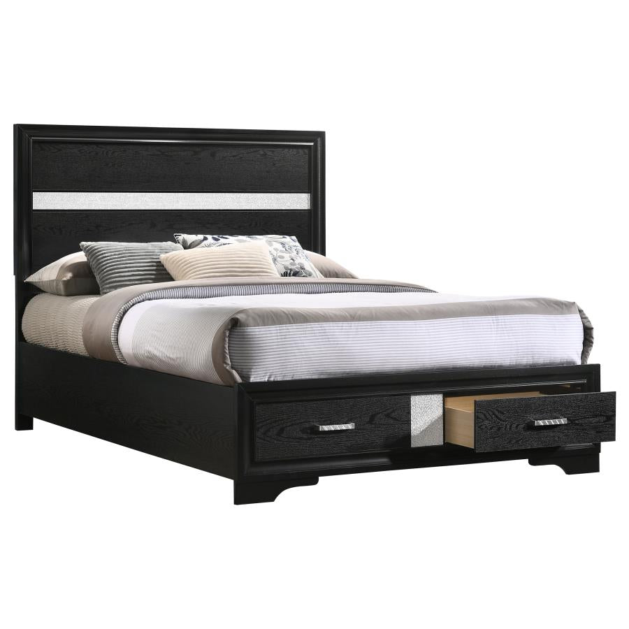 Miranda 51-inch Wood Full Storage Panel Bed Black-zoom-3