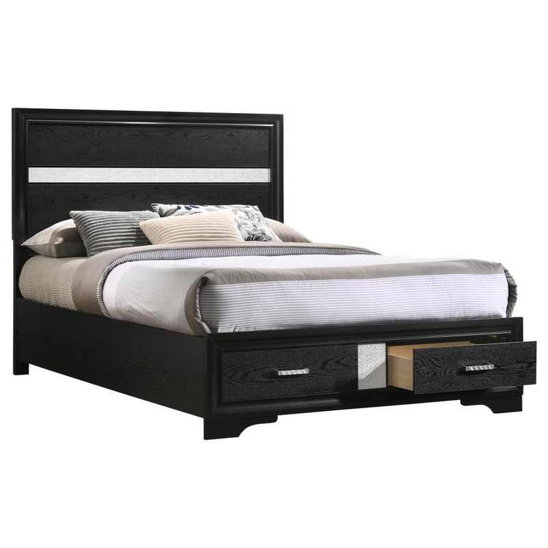 Miranda 51-inch Wood Full Storage Panel Bed Black-zoom-