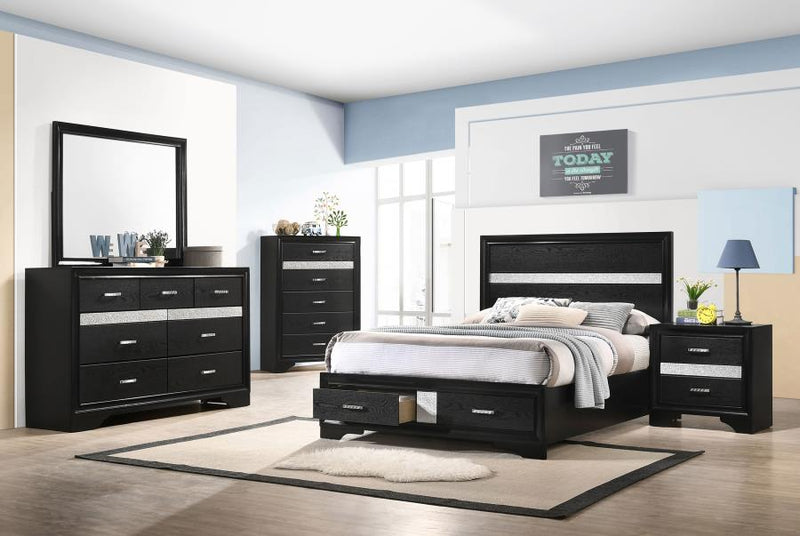 Miranda 51-inch Wood Full Storage Panel Bed Black-zoom-