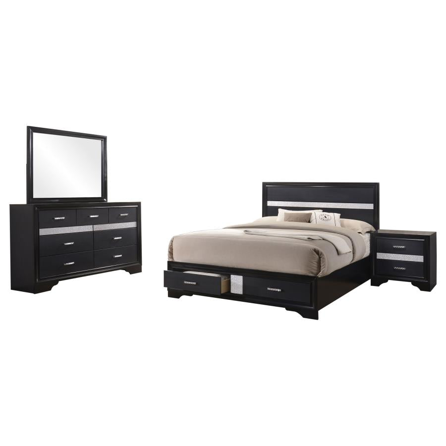 Miranda 4-piece Eastern King Bedroom Set Black-2