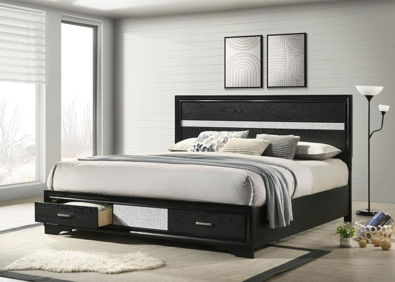 Miranda 51-inch Wood Eastern King Storage Panel Bed Black-zoom-