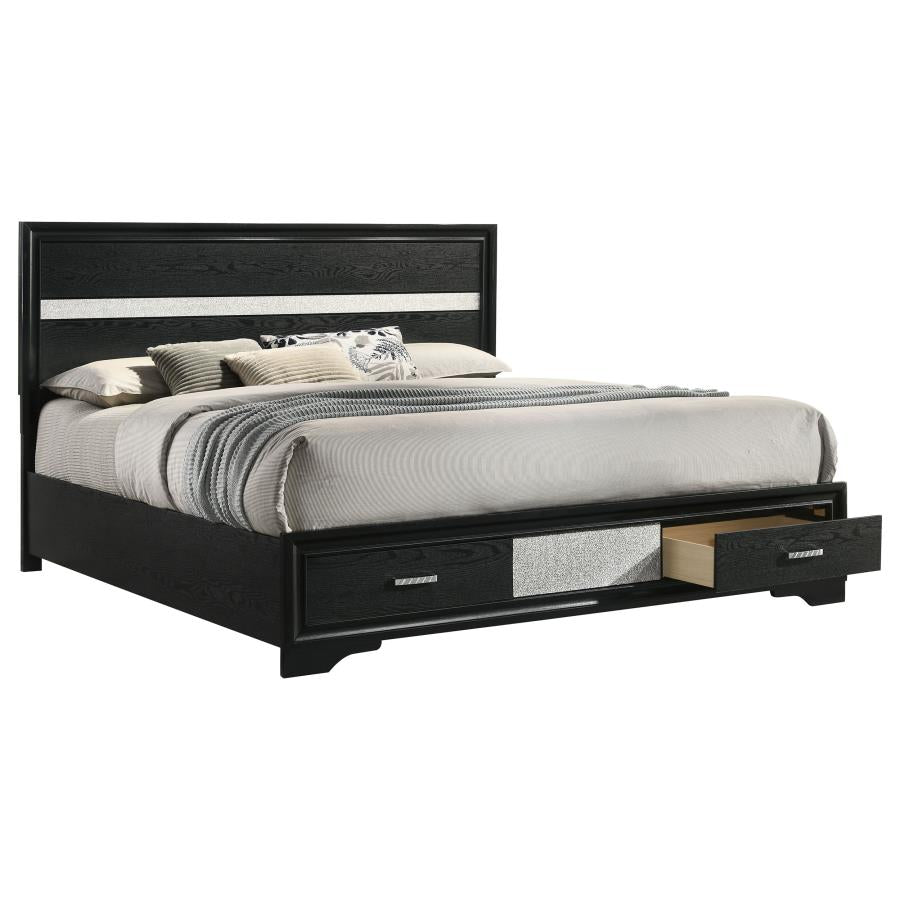 Miranda 51-inch Wood Eastern King Storage Panel Bed Black-zoom-3