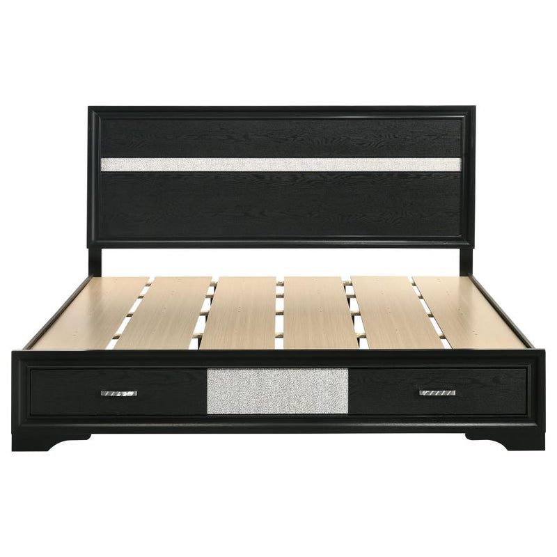 Miranda 51-inch Wood Eastern King Storage Panel Bed Black-zoom-