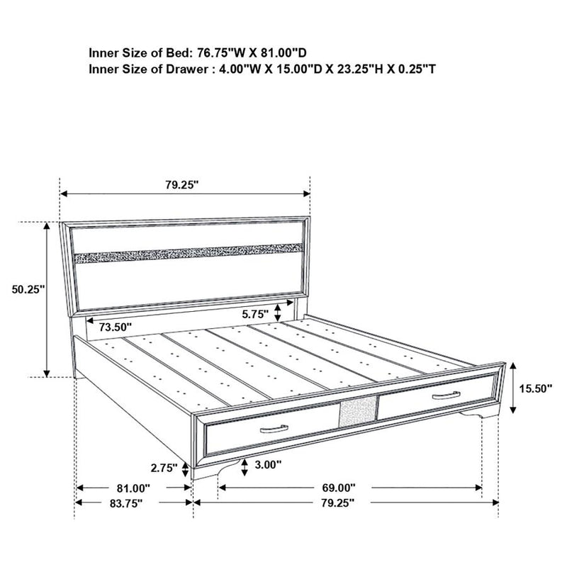 Miranda 51-inch Wood Eastern King Storage Panel Bed Black-zoom-