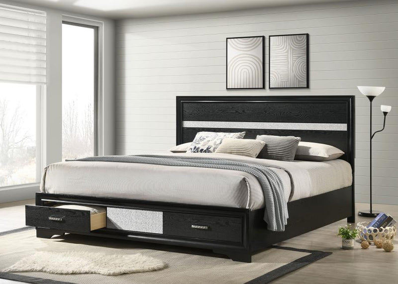 Miranda 51-inch Wood California King Storage Panel Bed Black-zoom-