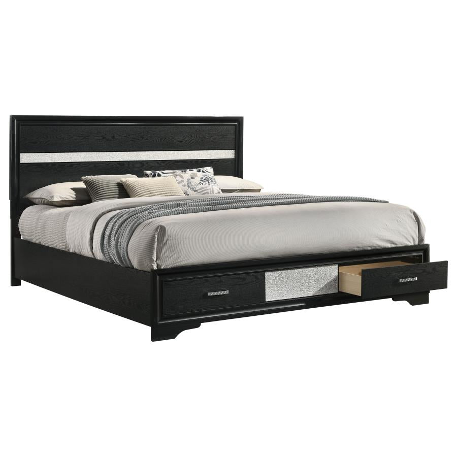 Miranda 51-inch Wood California King Storage Panel Bed Black-zoom-3
