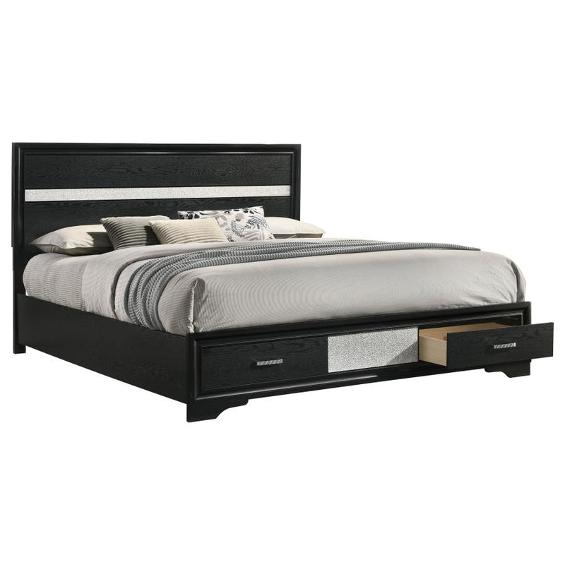 Miranda 51-inch Wood California King Storage Panel Bed Black-zoom-
