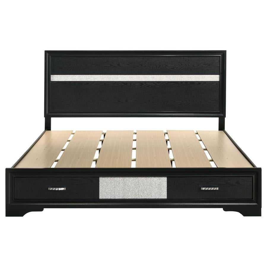 Miranda 51-inch Wood California King Storage Panel Bed Black-4