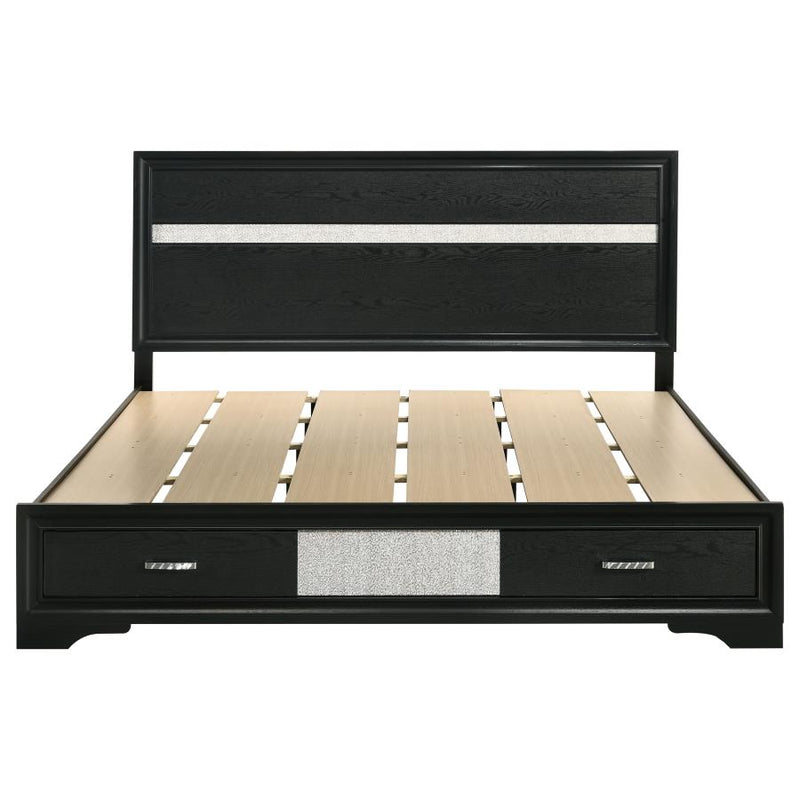 Miranda 51-inch Wood California King Storage Panel Bed Black-zoom-
