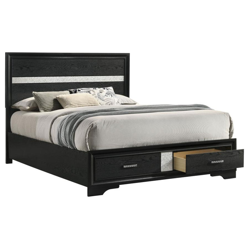 Miranda 51-inch Wood Queen Storage Panel Bed Black-zoom-