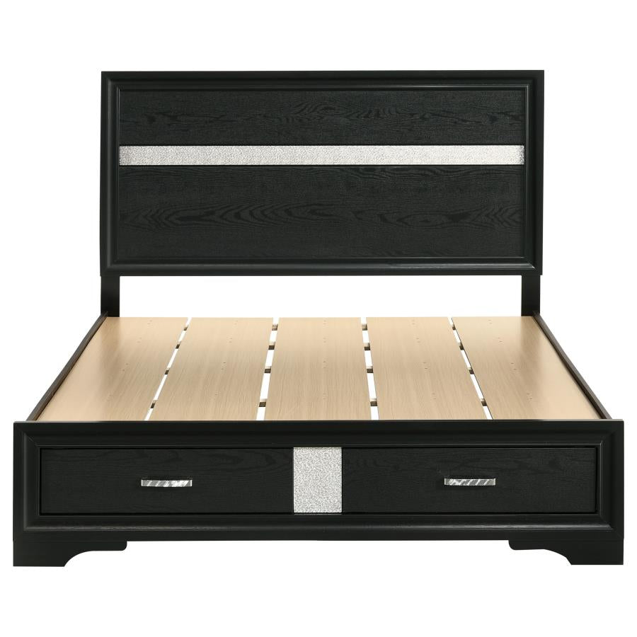 Miranda 51-inch Wood Queen Storage Panel Bed Black-zoom-4