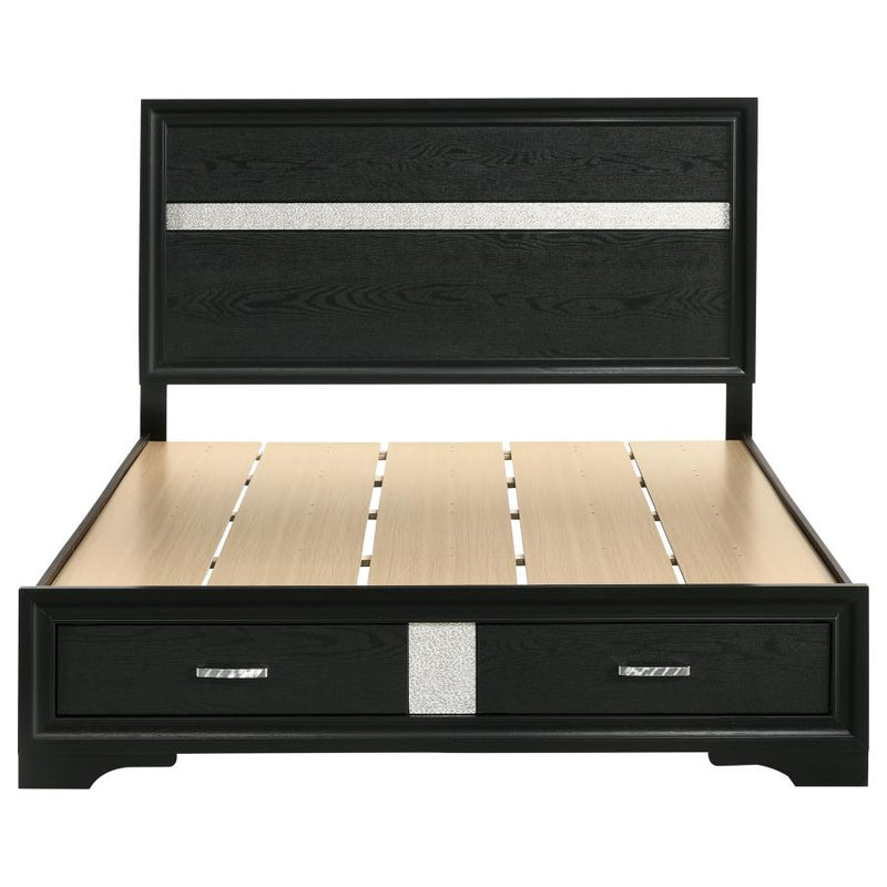 Miranda 51-inch Wood Queen Storage Panel Bed Black-zoom-