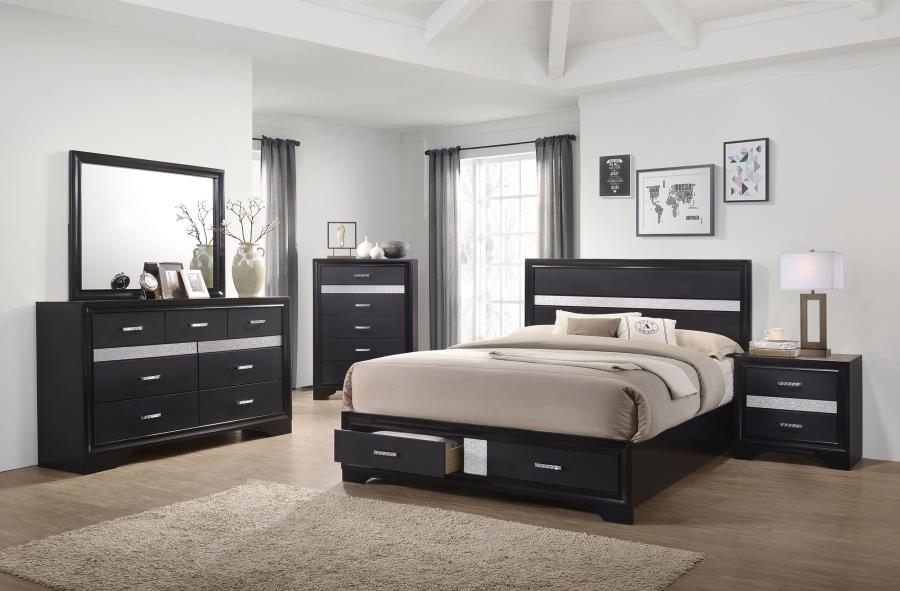 Miranda 51-inch Wood Queen Storage Panel Bed Black-10