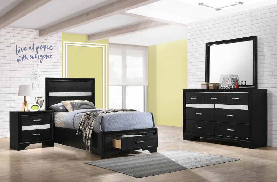 Miranda 4-piece Twin Bedroom Set Black-zoom-1