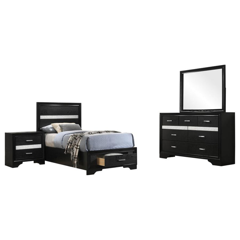 Miranda 4-piece Twin Bedroom Set Black-zoom-