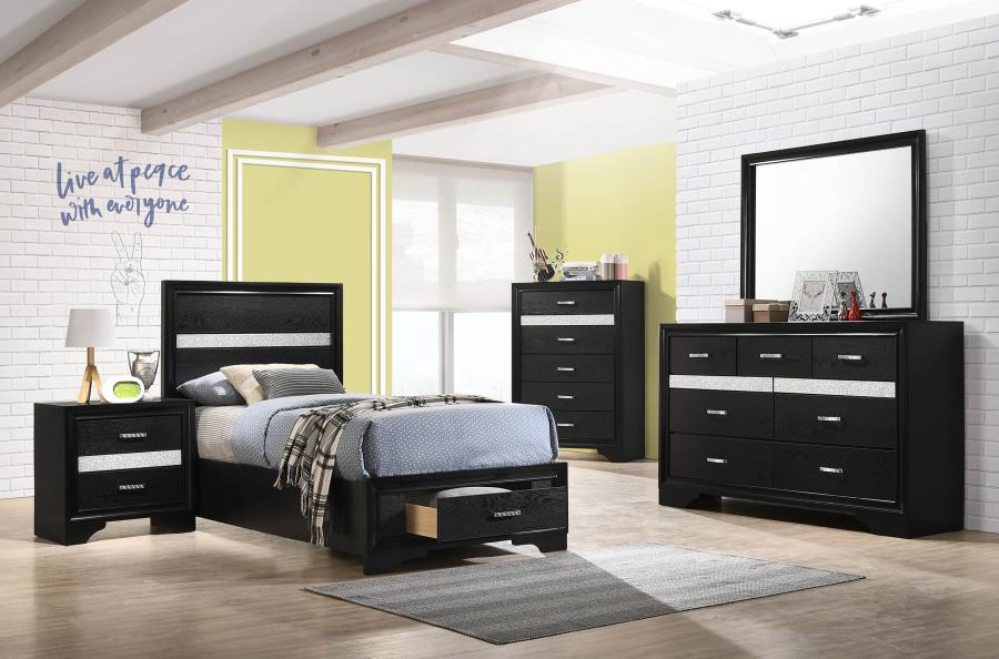 Miranda 5-piece Twin Bedroom Set Black-zoom-1