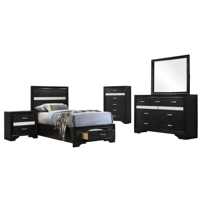 Miranda 5-piece Twin Bedroom Set Black-zoom-
